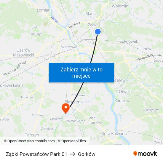 Ząbki Powstańców Park 01 to Gołków map