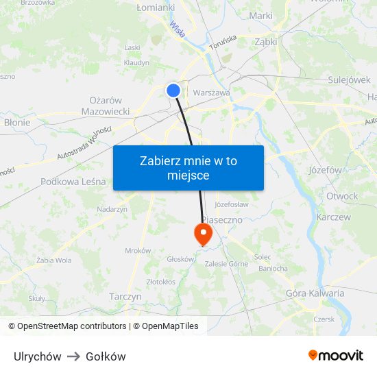 Ulrychów to Gołków map