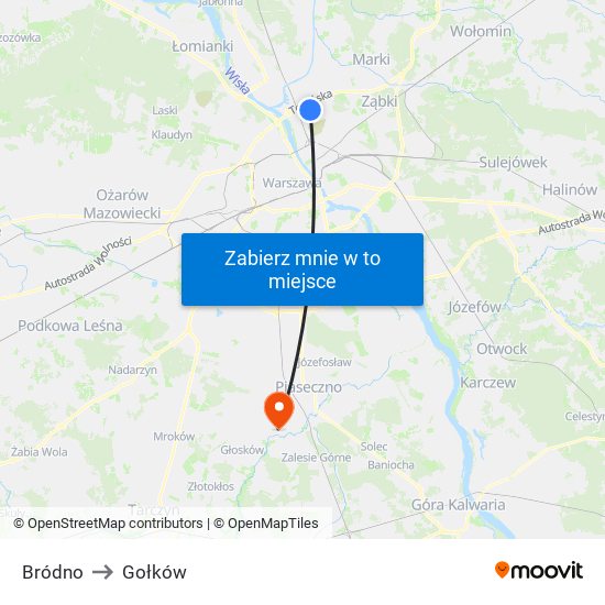 Bródno to Gołków map