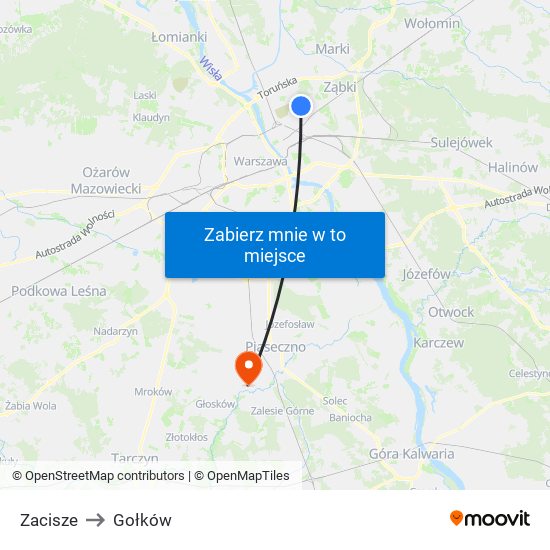 Zacisze to Gołków map