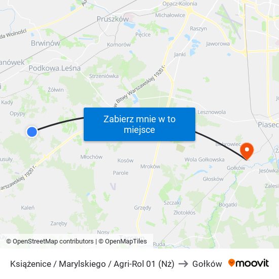 Książenice / Marylskiego / Agri-Rol (Nż) to Gołków map