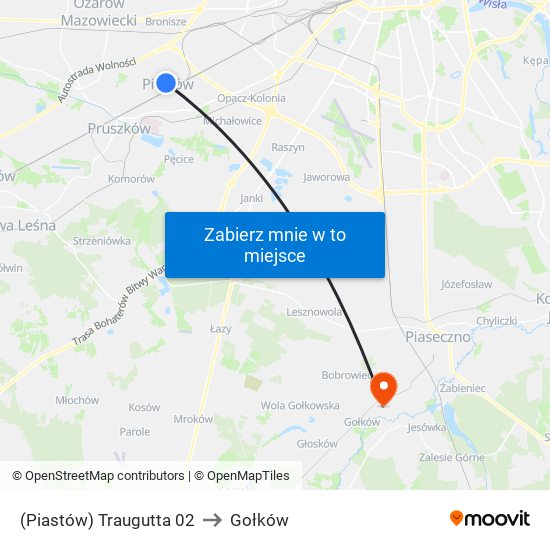 (Piastów) Traugutta 02 to Gołków map