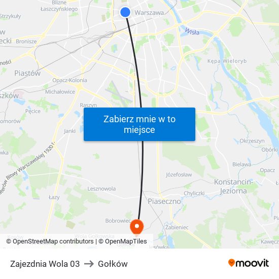 Zajezdnia Wola 03 to Gołków map