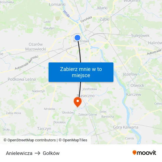 Anielewicza to Gołków map