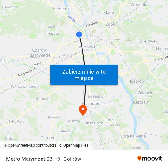 Metro Marymont to Gołków map