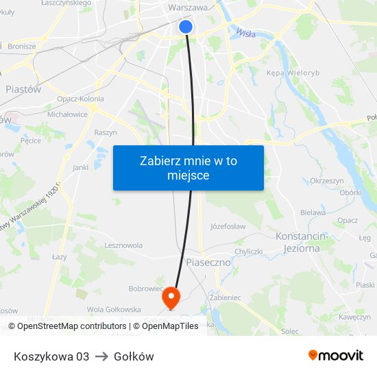 Koszykowa to Gołków map