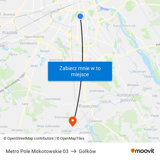 Metro Pole Mokotowskie 03 to Gołków map