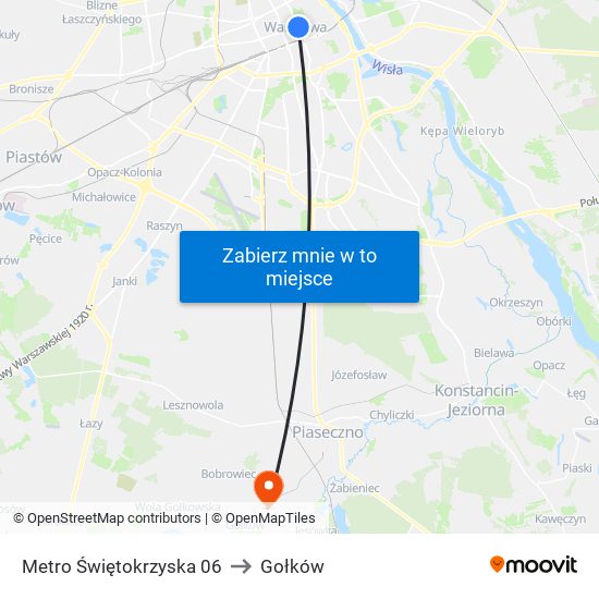 Metro Świętokrzyska to Gołków map