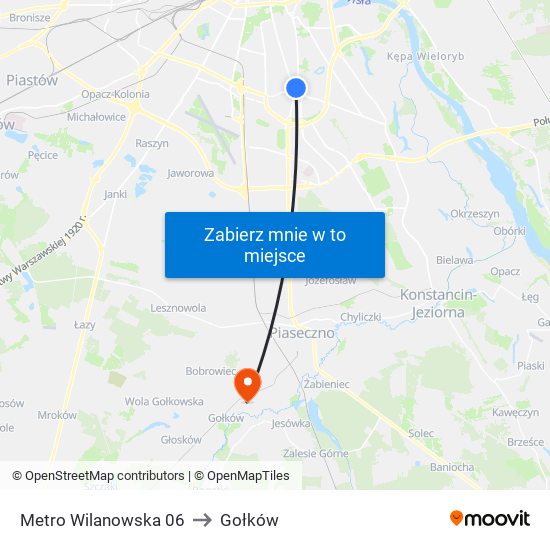 Metro Wilanowska 06 to Gołków map