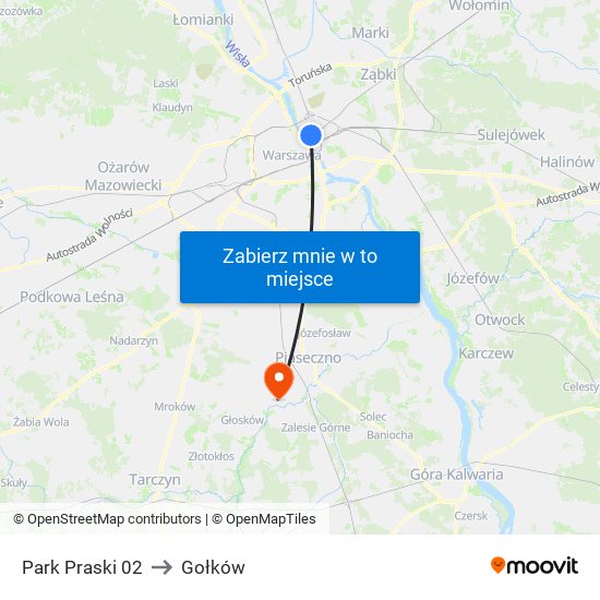 Park Praski to Gołków map