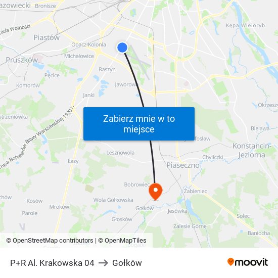 P+R Al. Krakowska to Gołków map