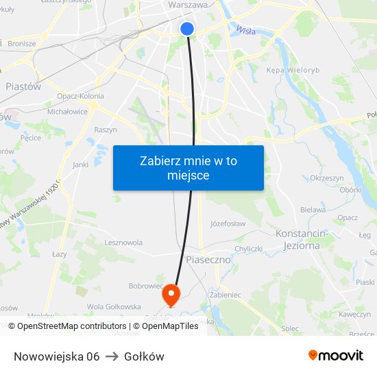 Nowowiejska to Gołków map