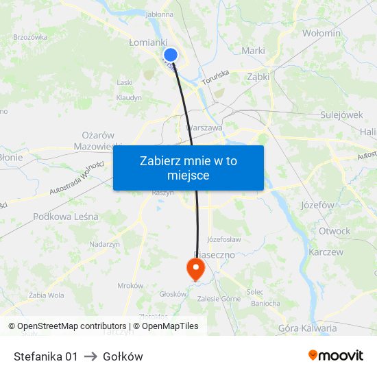 Stefanika to Gołków map