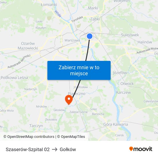 Szaserów-Szpital to Gołków map