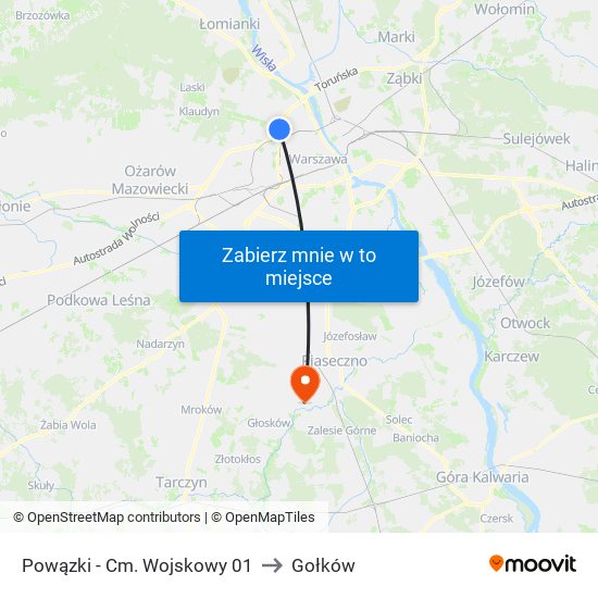 Powązki - Cm. Wojskowy 01 to Gołków map