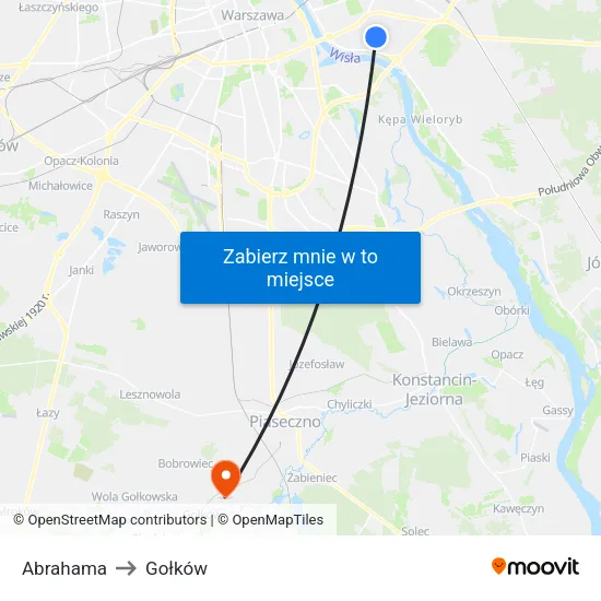 Abrahama to Gołków map