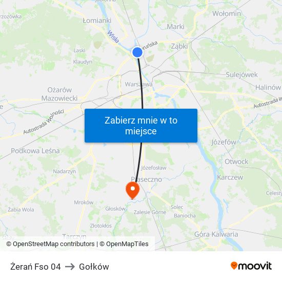 Żerań Fso to Gołków map