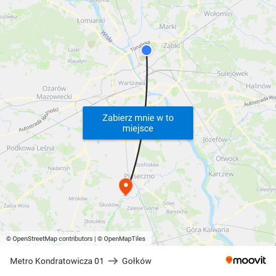 Metro Kondratowicza 01 to Gołków map