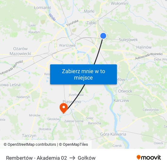 Rembertów - Akademia 02 to Gołków map