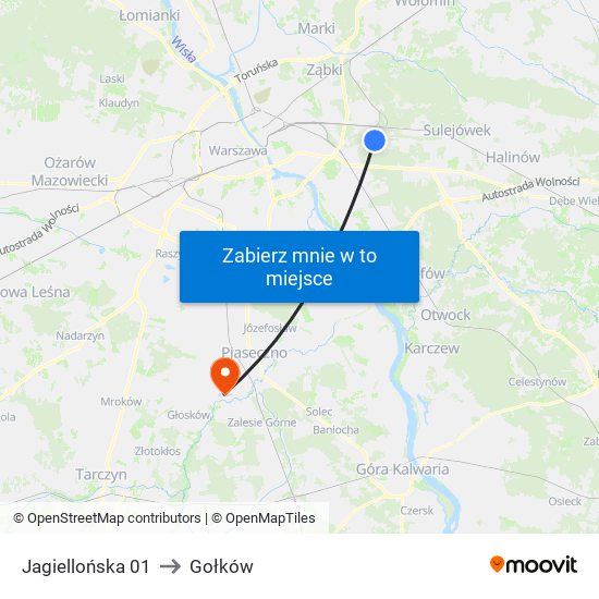 Jagiellońska to Gołków map