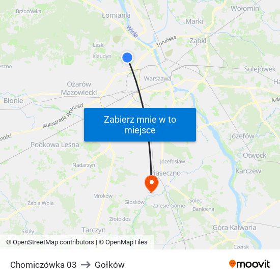 Chomiczówka to Gołków map