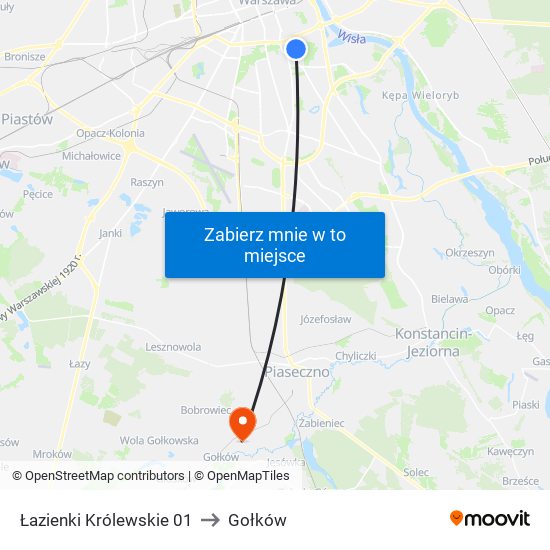 Łazienki Królewskie 01 to Gołków map