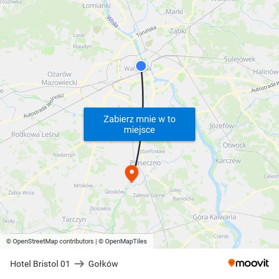 Hotel Bristol to Gołków map