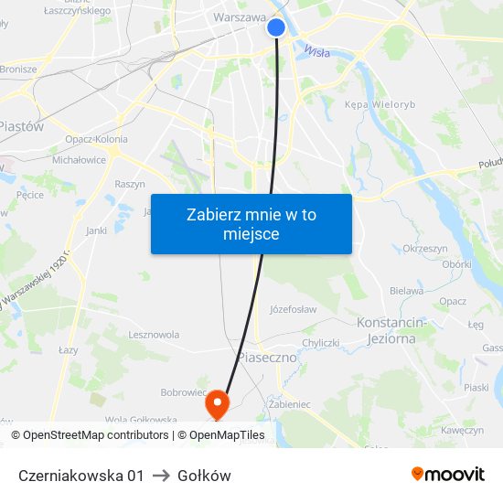 Czerniakowska to Gołków map