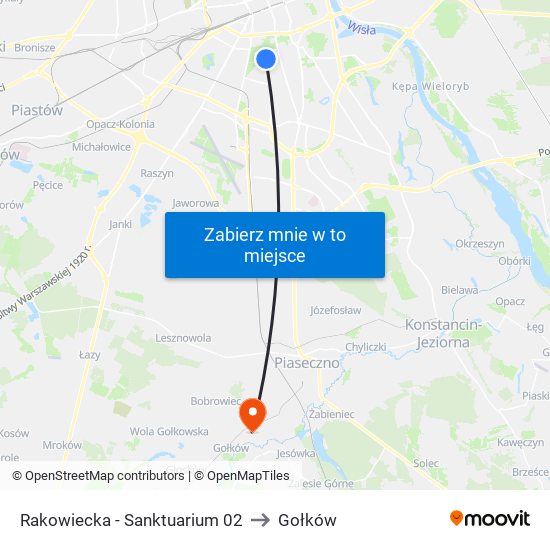 Rakowiecka - Sanktuarium 02 to Gołków map