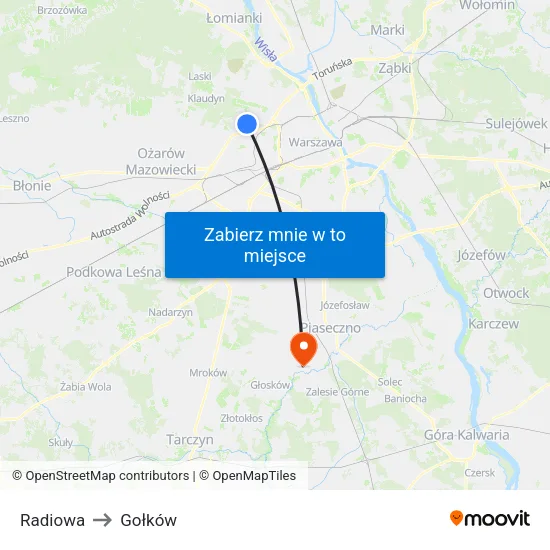 Radiowa to Gołków map