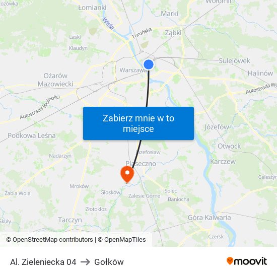 Al. Zieleniecka 04 to Gołków map