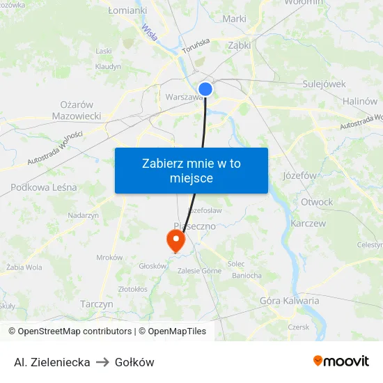 Al. Zieleniecka to Gołków map