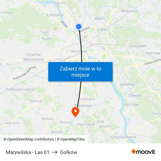 Marywilska - Las 01 to Gołków map