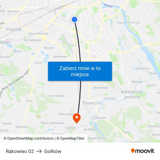 Rakowiec 02 to Gołków map