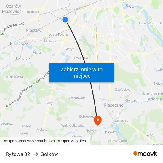 Ryżowa 02 to Gołków map