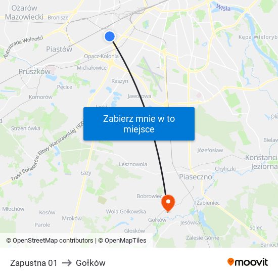 Zapustna to Gołków map