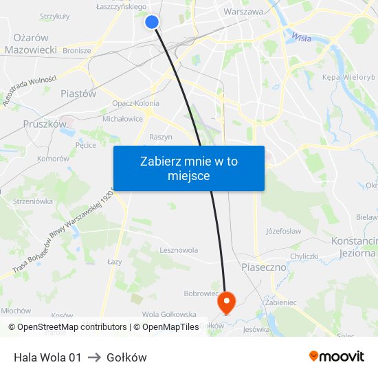 Hala Wola 01 to Gołków map