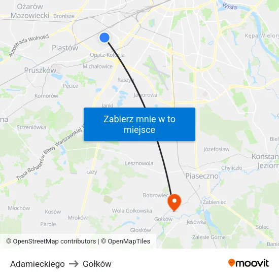 Adamieckiego to Gołków map