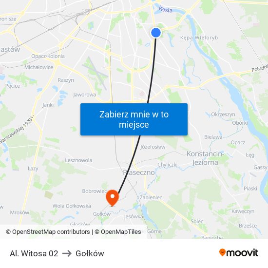 Al. Witosa 02 to Gołków map