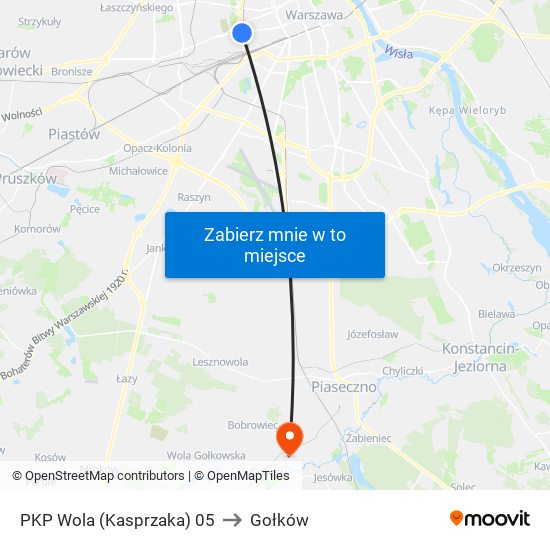 PKP Wola (Kasprzaka) 05 to Gołków map