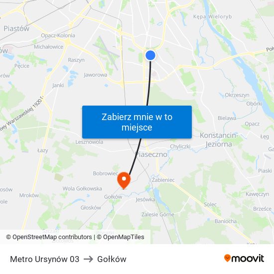 Metro Ursynów 03 to Gołków map