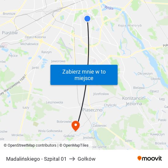 Madalińskiego - Szpital 01 to Gołków map