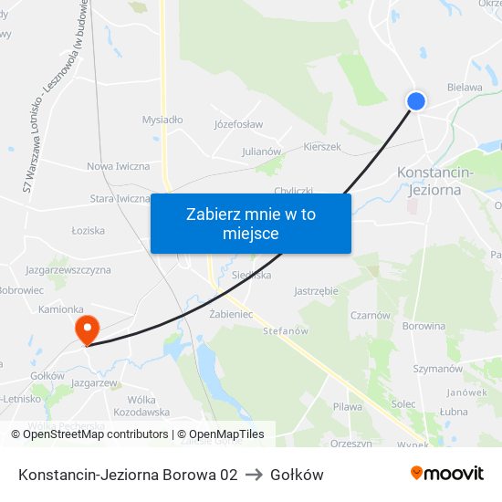 Konstancin-Jeziorna Borowa 02 to Gołków map