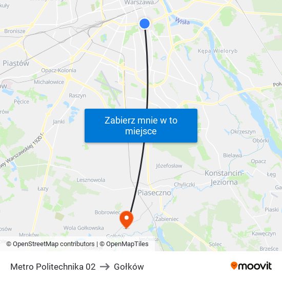 Metro Politechnika to Gołków map