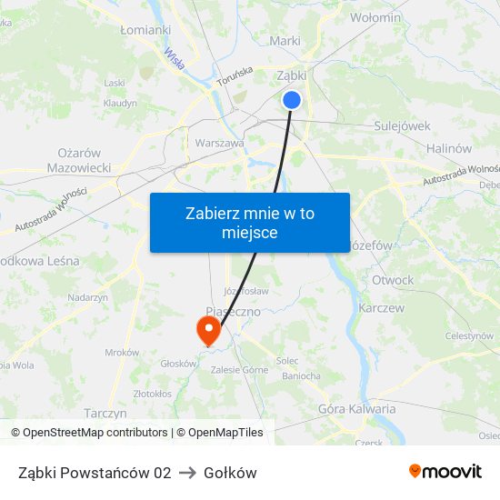 Ząbki Powstańców 02 to Gołków map