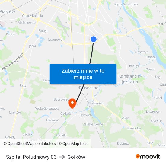 Szpital Południowy to Gołków map