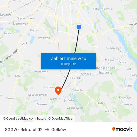 SGGW - Rektorat 02 to Gołków map