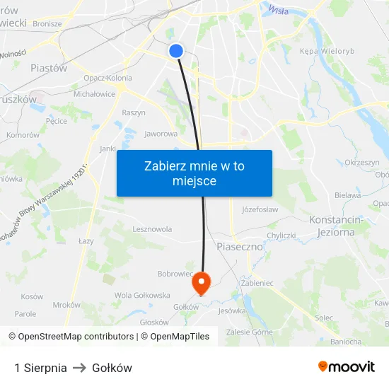 1 Sierpnia to Gołków map