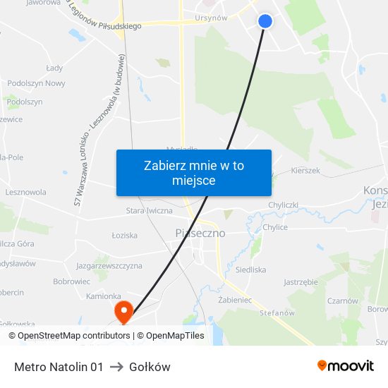 Metro Natolin 01 to Gołków map