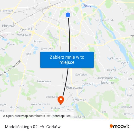 Madalińskiego to Gołków map